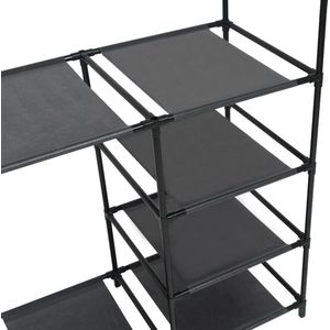 vidaXL Kledingrek 87x44x158 cm zwart staal Kledingrek - Kledingkast - Zwarte Kledingrek - Minimalistisch Kledingrek - Staalkledijrek - Hangersysteem - Opbergmeubel - Kamerinrichting