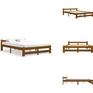 vidaXL Bedframe - Bedframes - Bed Frame - Bed Frames - Bedframe massief grenenhout honingbruin 140x200 cm