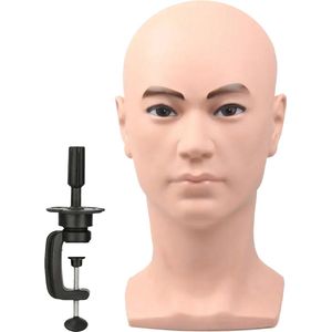 JustValue Mannequin Hoofd Realistisch - Mannelijk Design - Haarpop - Kapperspop Oefenhoofd - Pruikenstandaards - Paspop Hoofd - Pruiken Hoofd Standaard - Pruikenhouder - Pashoofd - Pop Haar Kapper - 53cm - Realistisch