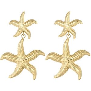 Bijoutheek Oorknoppen Dubbel Zeester Goud
