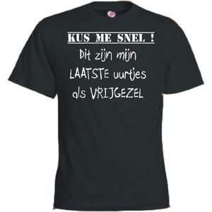 Mijncadeautje T-shirt - Kus me snel, laatste uurtjes vrijgezel - Unisex Zwart (maat XL)