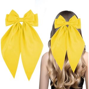 1 stuk effen grote satijnen haarclip met lang lint voor dames - voor dagelijkse dressing en speciale gelegenheden