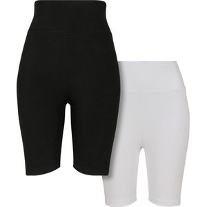 Urban Classics - High Waist 2-Pack Korte cycle broek - 2XL - Zwart/Wit