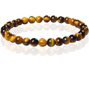 6mm Memphis Natuursteen Armband - Yellow Tiger Eye