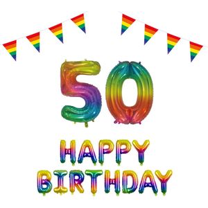 50 jaar Verjaardag Versiering Pakket Regenboog