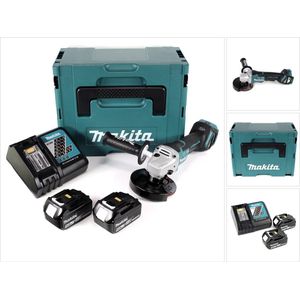 Makita DGA 517 RTJ accu haakse slijper 18 V 125 mm borstelloos + 2x accu 5.0 Ah + lader + Makpac