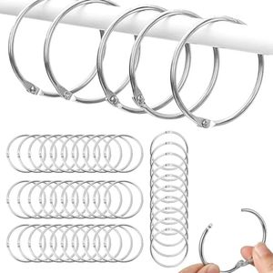 Gordijnringen, verpakking van 40 metalen gordijnringen, 50 mm gordijnringen, douchegordijnringen, gordijnringen om te openen, ronde ringen gordijnclips, voor gordijnen, douchegordijnen en deurgordijnen (zilver)