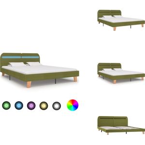 vidaXL Bedframe - Bedframes - Bed - Bedden - Bedframe met LED stof groen 180x200 cm