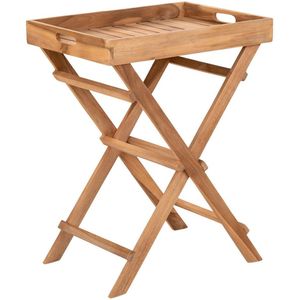 Ronda -dienblaadtabel - Teakbedvak - Draagbare bijzettafel - Verwijderbaar en opvouwbaar - 29x39x49,5 cm