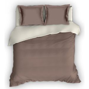 Warme Flanel Eenpersoons Dekbedovertrek Uni Taupe/Ivoor| 140x200/220 | Hoogwaardig En Zacht | Ideaal Tegen De Kou