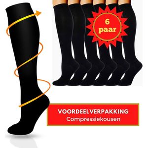 6 Paar KANGKA Compressiesokken maat XXL (43-45) - Steunkousen - Compressie Sokken voor Hardlopen, Wandelen, Zittend en Staand Beroep, Reizen