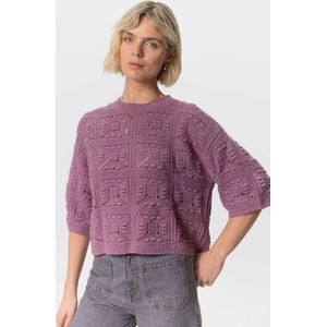 Sissy-Boy - Paarse crochet trui met korte mouwen