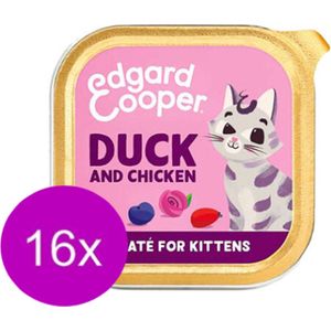 16x Edgard & Cooper Kitten Paté Kuipje Kip & Eend - Kattenvoer - 85g