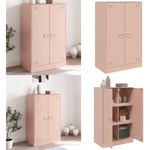 vidaXL Dressoir 67x39x107 cm staal roze - Dressoir - Dressoirs - Opbergkast - Wandkast