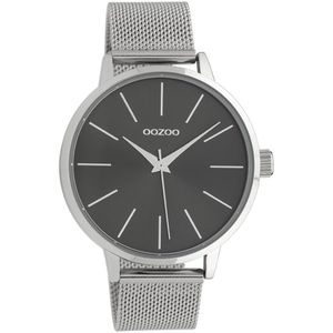 OOZOO Timepieces - Zilverkleurige horloge met zilverkleurige metalen mesh armband - C10007