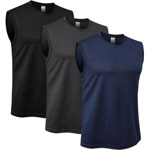 MEETYOO 3 Artikelen Sport singlet voor heren - Tanktop hemd - Zwart - Herenkleding - Mouwloze t-shirts - SportkledingZwart+Donkergrijs+Donkerblauw-XXL