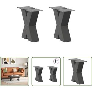 vidaXL Salontafelpoten X-vormig - Staal - Set van 2 Salontafel Potten - Salontafel Poten Zwart - Tafel Poten - Houten Tafelpoten - Industrieel Tafellaar
