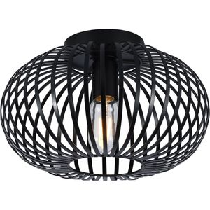 SensaHome 78174BK Plafondlamp Zwart - Industrieel Plafonnière van Metaal - Retro Wire Kooi Design - 30x30x17cm - 1x E27 40W - Exclusief Lichtbron