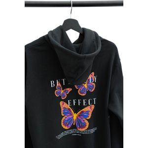 Hoodie - Butterfly Effect - Wurban Wear | Streetwear | Vlinder kleding | Unisex trui | Sweater | Zwart