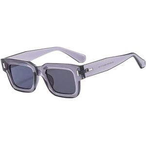 Retro Zonnebril - Gray Gray - Inclusief luxe Groene Brillenkoker - Festival bril - Zonnebril -