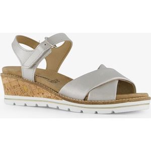 Hush Puppies leren dames sandalen met sleehak - Zilver - Uitneembare zool - Maat 40