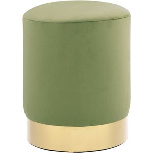 The Living Store Kruk Tonvorm - 28 x 36 cm - Mosterdgroen fluweel - Gouden metalen basis