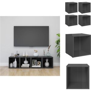 vidaXL Tv-meubel - Stereokasten - Hoogglans grijs - 37x35x37 cm - Stabiel en duurzaam - Kast