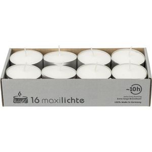 48x Witte maxi theelichtjes/waxinelichtjes 10 branduren - Geurloze kaarsen - Nightlights kaarsjes - Extra lange brandduur/brandtijd