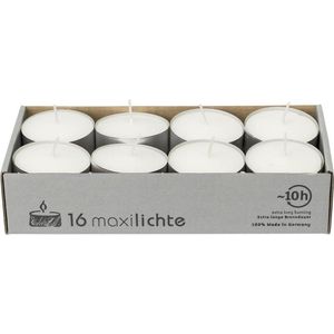 48x Witte maxi theelichtjes/waxinelichtjes 10 branduren - Geurloze kaarsen - Nightlights kaarsjes - Extra lange brandduur/brandtijd