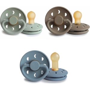 Frigg Moon Fopspeen set 3 stuks Sage,Portobello en Stone Blue 6-18 maand maat 2