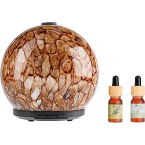Whiffed Amber® Luxe Aroma Diffuser - Incl. 2x Etherische olie - Rozemarijn - Eucalyptus - Geurverspreider met Glazen Design - 8 uur Aromatherapie - Tot 80m2 - Essentiële Olie Vernevelaar & Diffuser