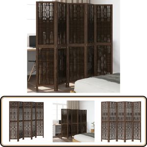 vidaXL Kamerscherm 5 panelen donkerbruin hout Kamerscherm - Scheidingswand - Privacy Screen - Decoratieve Wandbekleding - Wilgentakken
