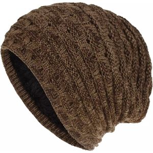 ASTRADAVI Beanie Hat - Muts - Warme Gebreide Unisex Winter Mutsen met Fluwelen Hoofd-en Oorwarmers - Bruin