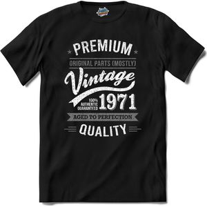 Vintage Legend Sinds 1971 - verjaardag en feest cadeau - Kado tip - T-Shirt - Unisex - Zwart - Maat 3XL