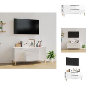 vidaXL TV-meubel Scandinavische stijl - Hoogglans wit - 102 x 44.5 x 50 cm - Duurzaam hout - Kast