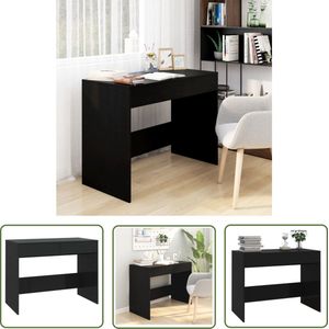 The Living Store Bureau 101x50x76,5 cm bewerkt hout zwart - Kantoormeubel - Bureau - Computerbureau - Houten Bureau - Zwart Bureau