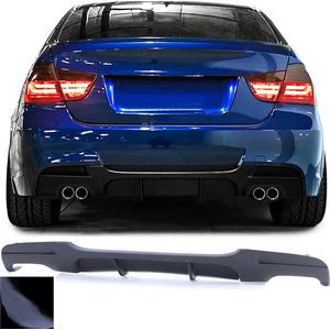 Bmw 3 Serie E90 E91 M Pakket Achter Spoiler Diffuser Performance Look  Mat Zwart Uitlaat Links en Rechts 318 320 325 330 335