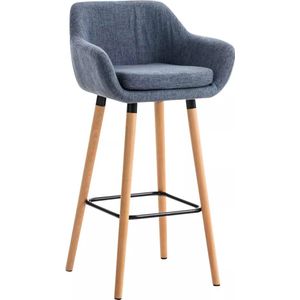 In And OutdoorMatch Luxe Barkruk Thelma - Grijs - 4-poots Onderstel - Ergonomische Barstoelen - Set van 1 - Met Rugleuning - Armleuning - Voetensteun - Voor Keuken en Bar - Gestoffeerde Zitting