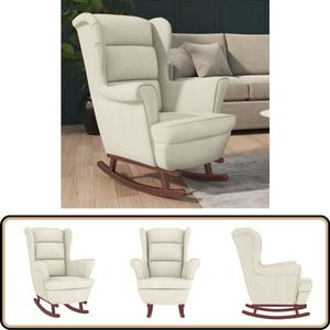 vidaXL Schommelstoel - Fluweel Crèmekleurig - Comfort Schommelstoel - Fauteuils - Relaxfauteuil - Lounge Chair - Fluweel Meubilair
