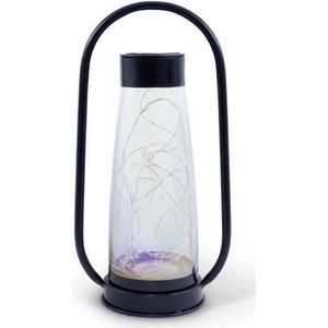 Lantaarn op zonne-energie - GARDEN ID Zwart - Ø18 H34 cm - AAA-batterij - Autonomie 6-8 uur - Praktisch handvat.
