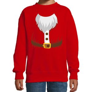 Kerstkostuum Kerstman verkleed sweater - rood - kinderen - Kerstkostuum trui / Kerst outfit 122/128