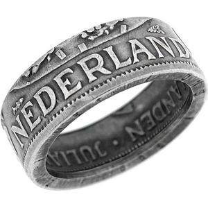 Zilveren Juliana Rijksdaalder Muntring - Maat: NL 18 /EU 57 - Unieke ring gemaakt van een originele zilveren rijksdaalder uit de periode 1954/1966