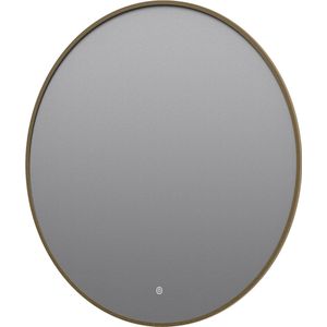 Ronde badkamerspiegel Mauri gun metal met verwarming, LED verlichting en touch sensor 60x60cm