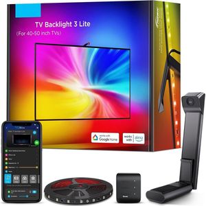 RGBICW TV Achtergrondverlichting - 2,4m - Geschikt voor 40-50 Inch TV - Smart TV LED Strip - Kleurverandering via App - Synchronisatie met Geluid - Dimbaar TV Verlichting - Ideaal voor Film, Gaming en Sfeerverlichting