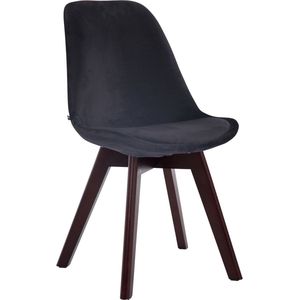Bezoekersstoel Lily - Eetkamerstoel - Zwart velours - Bruine poten - Set van 1 - Zithoogte 48 cm - Deluxe