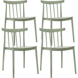 Oviala - Set van 4 salie groene plastic terrasstoelen