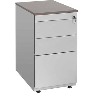 Ladeblok met 3 lades (incl. pennenlade) kleur Wit (RAL9010) topblad Licht Eiken