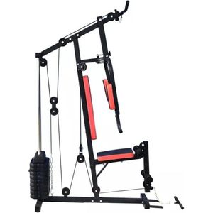 Krachtstation - Home gym - met 45 kg gewichten - zwart