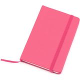 Notitieblokje roze met harde kaft en elastiek 9 x 14 cm - 100x blanco paginas - opschrijfboekjes