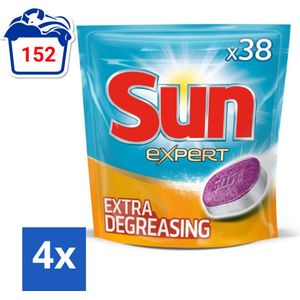 Sun Expert - Vaatwastabletten - Extra Ontvettend - 38 Tabletten - Voordeelverpakking - 4 stuks